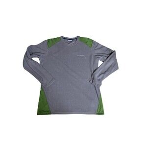 Columbia Mens Fleece Sweatshirt Gray and Green Two Tone Crew Neck Long Sleeve L